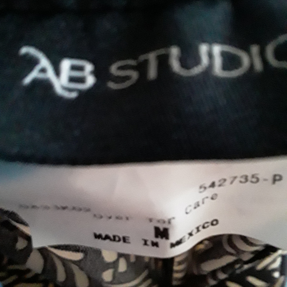 AB Studio Bohemian Style Pants Black and Tan M - Picture 3 of 4